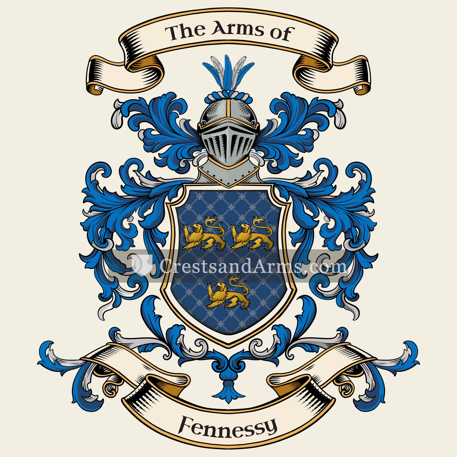 The Fennessy coat of arms, drawn from the recorded blazon