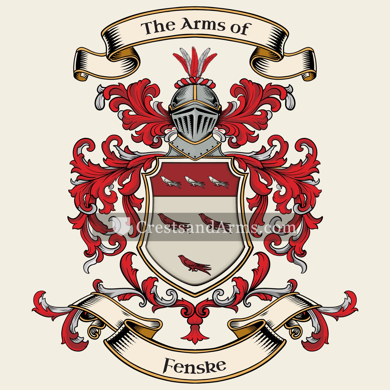 The Fenske coat of arms, drawn from the recorded blazon