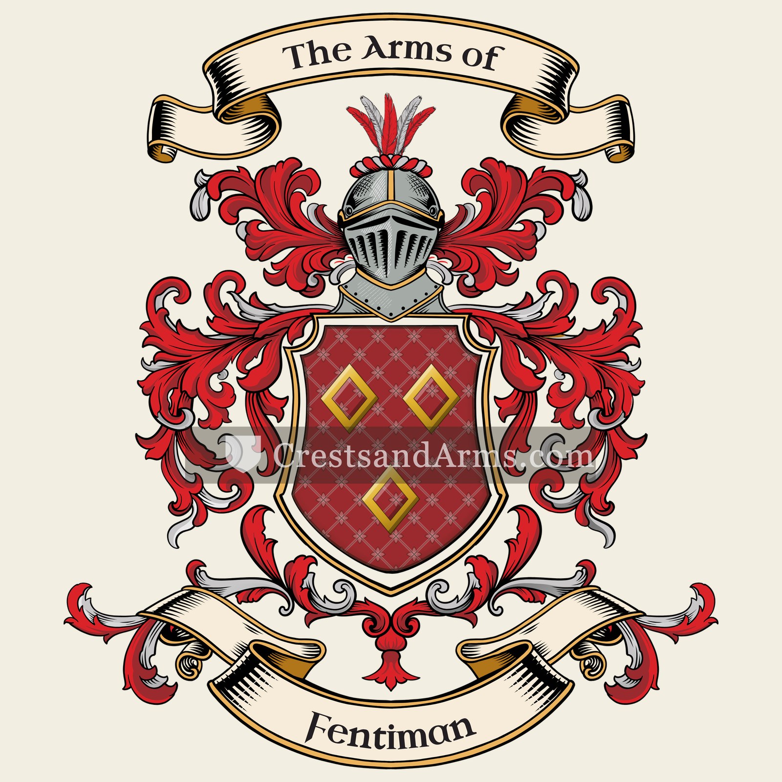 The Fentiman coat of arms, drawn from the recorded blazon