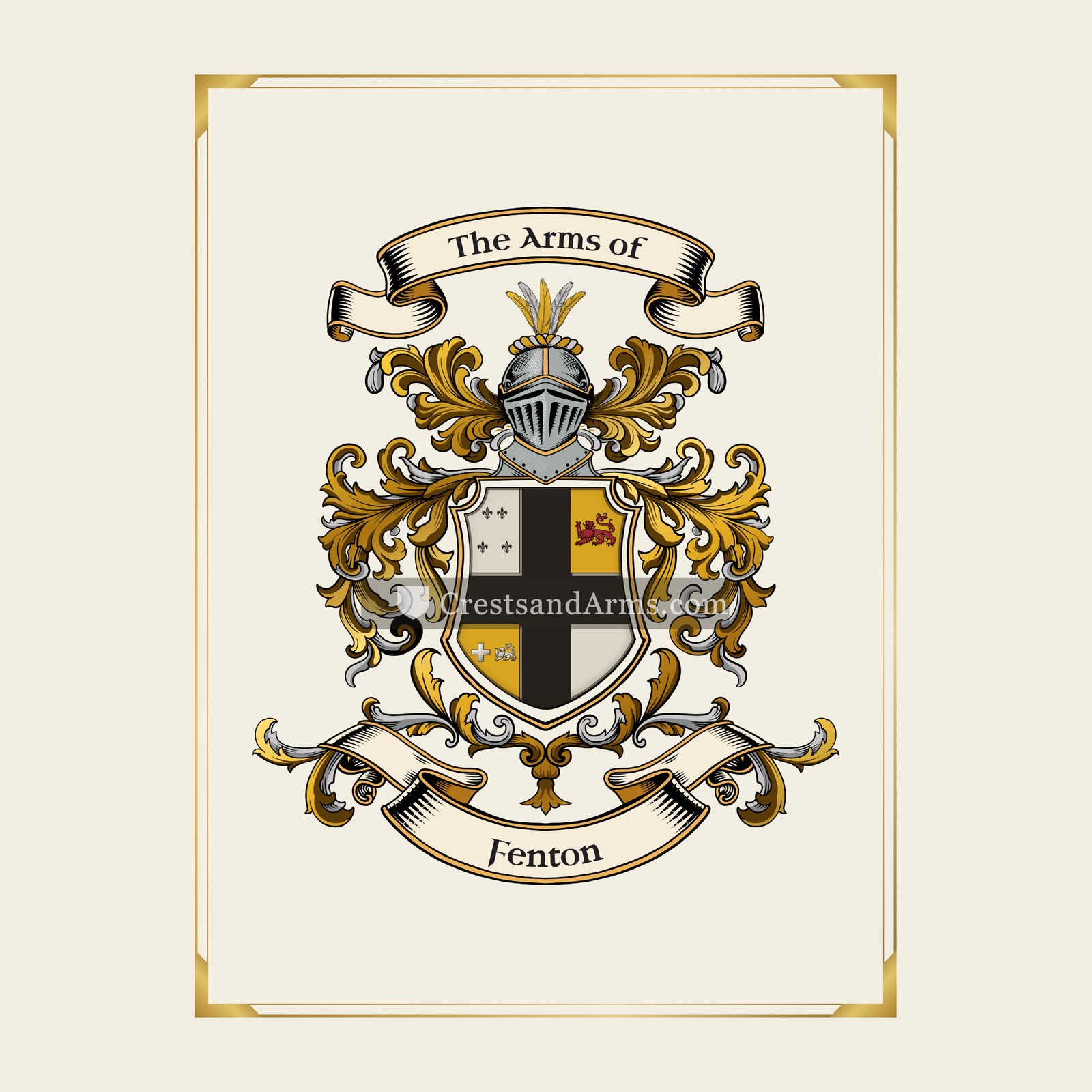 With gold border