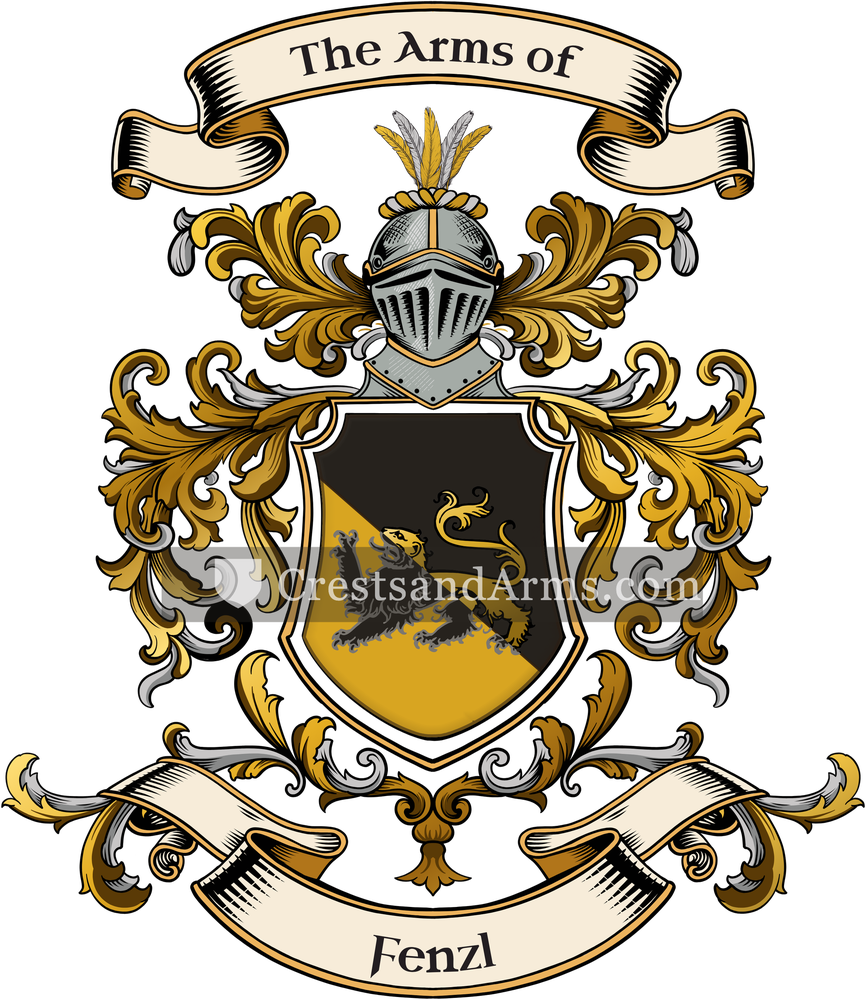 The Fenzl coat of arms, drawn from the recorded blazon