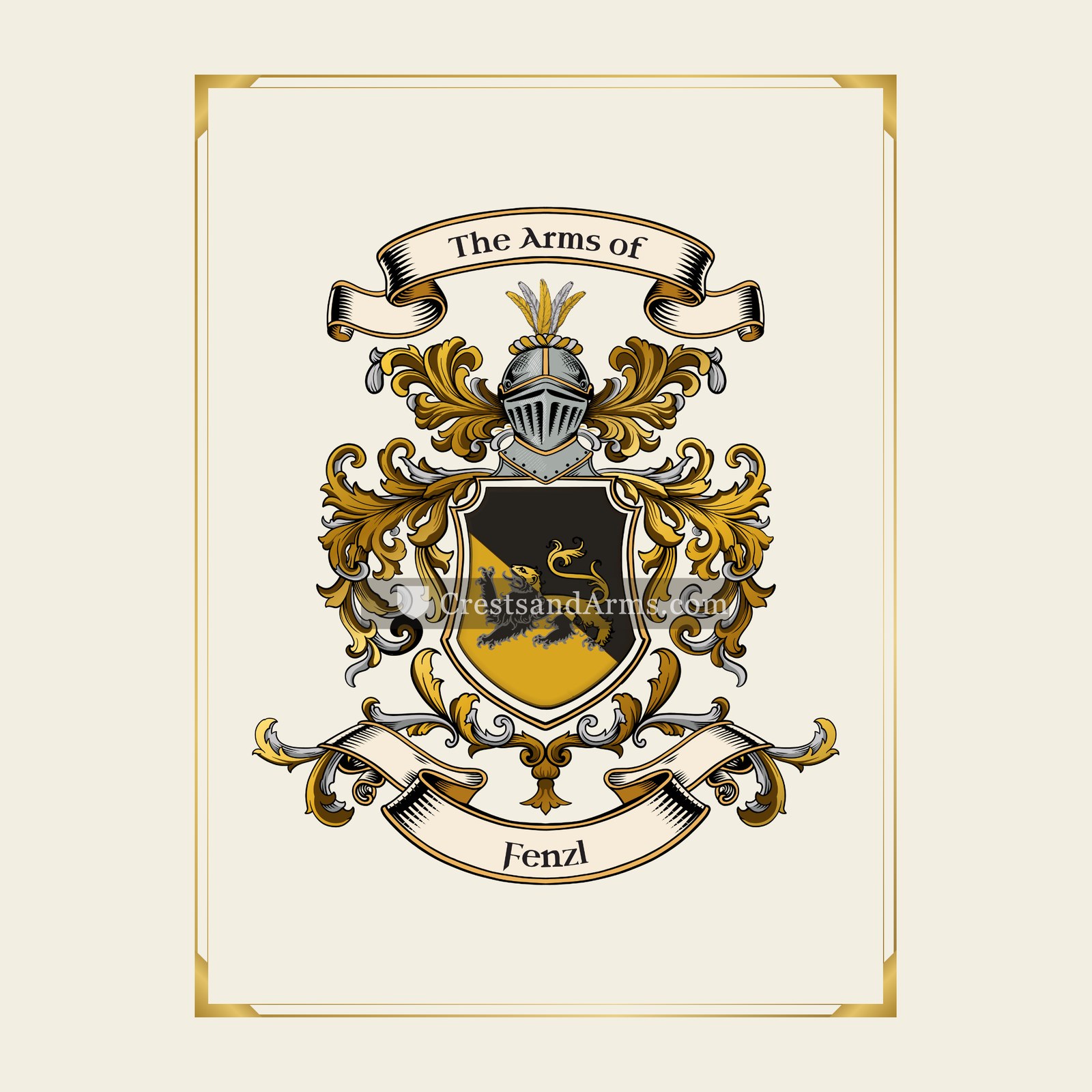 With gold border