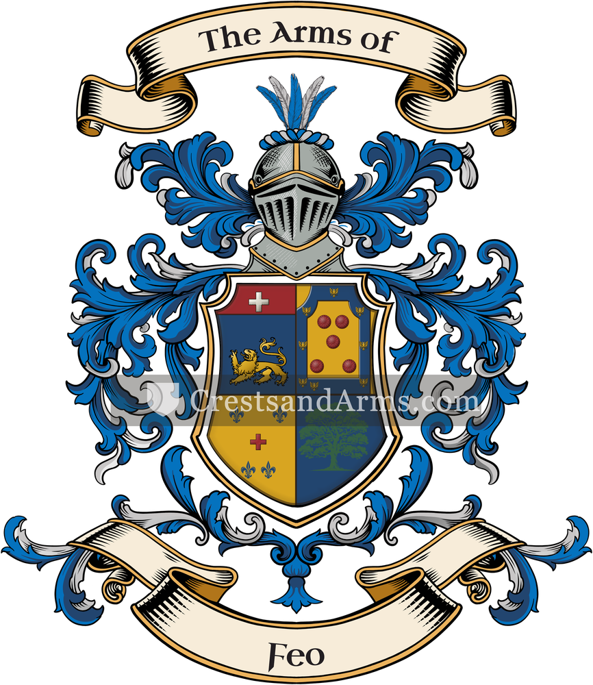 The Feo coat of arms, drawn from the recorded blazon