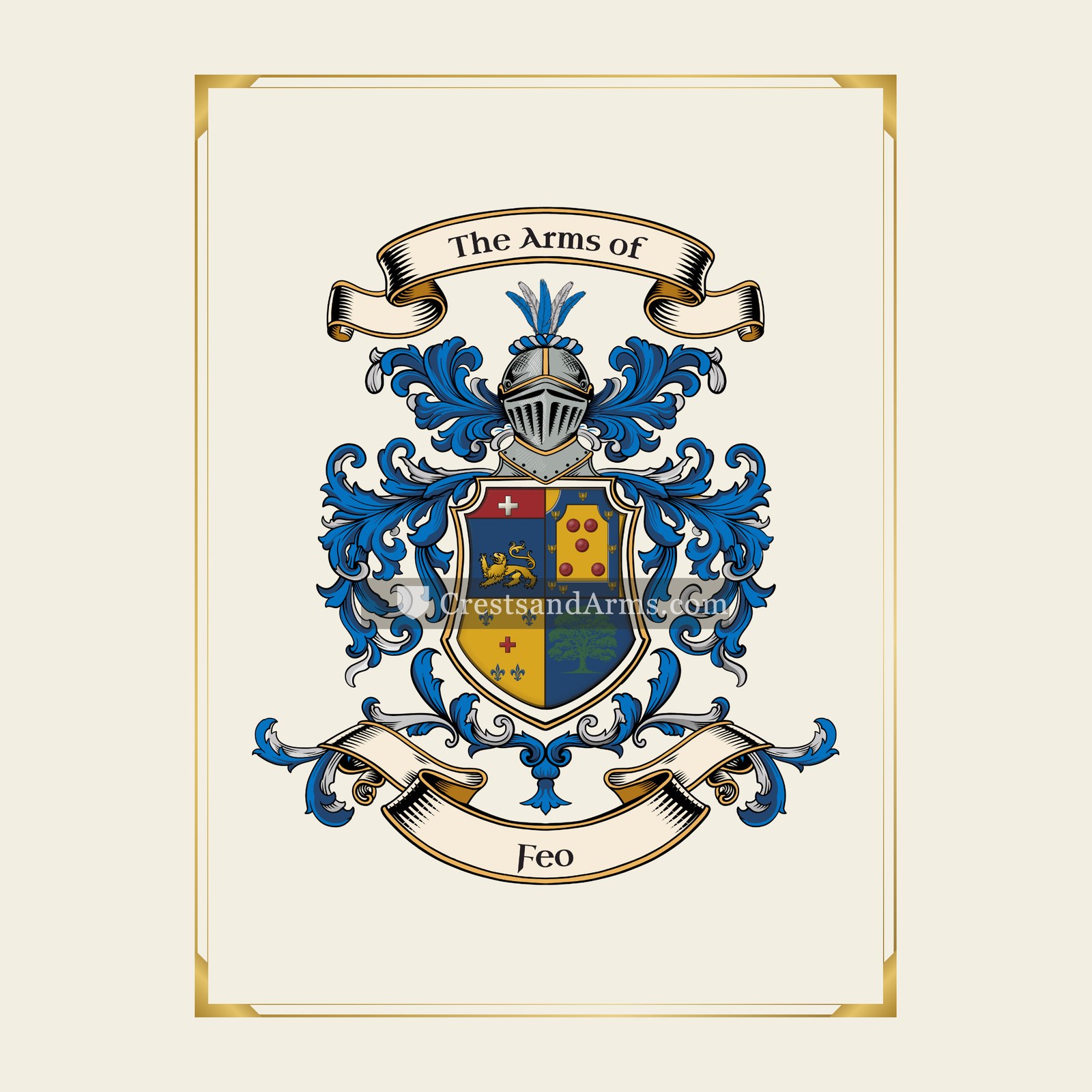 With gold border