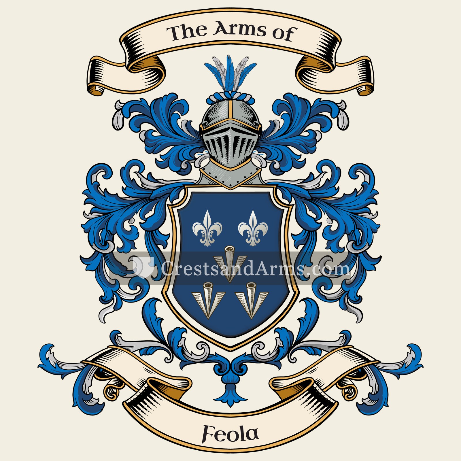 The Feola coat of arms, drawn from the recorded blazon