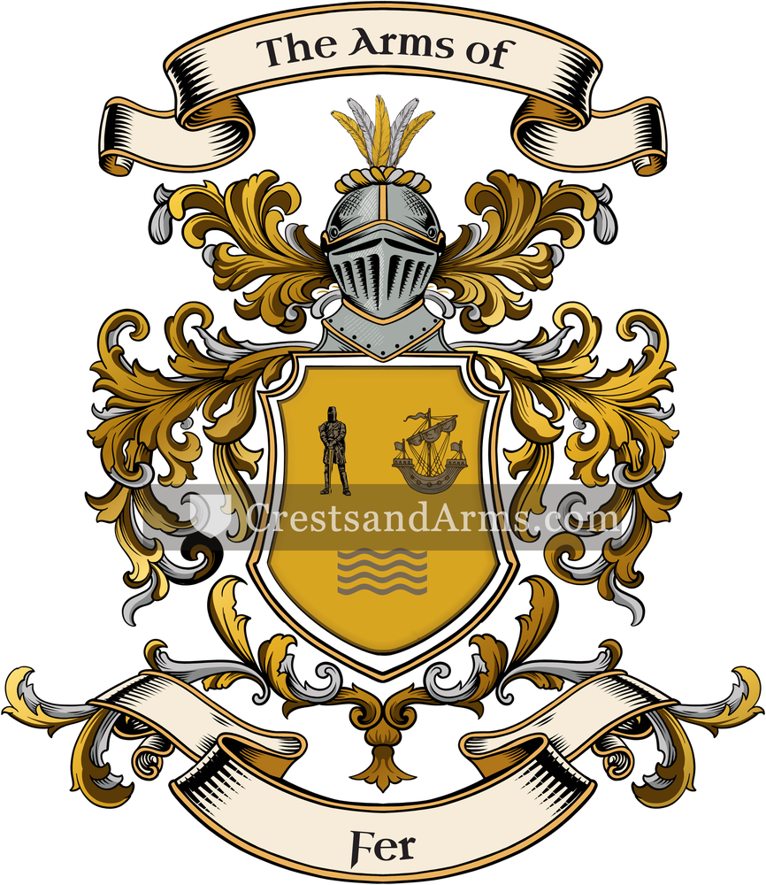 The Fer coat of arms, drawn from the recorded blazon