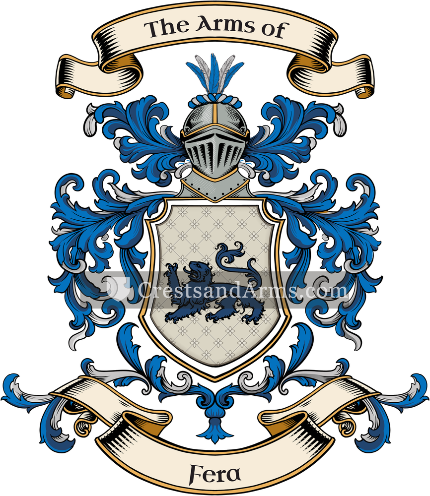 The Fera coat of arms, drawn from the recorded blazon