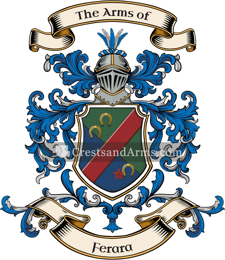 The Ferara coat of arms, drawn from the recorded blazon