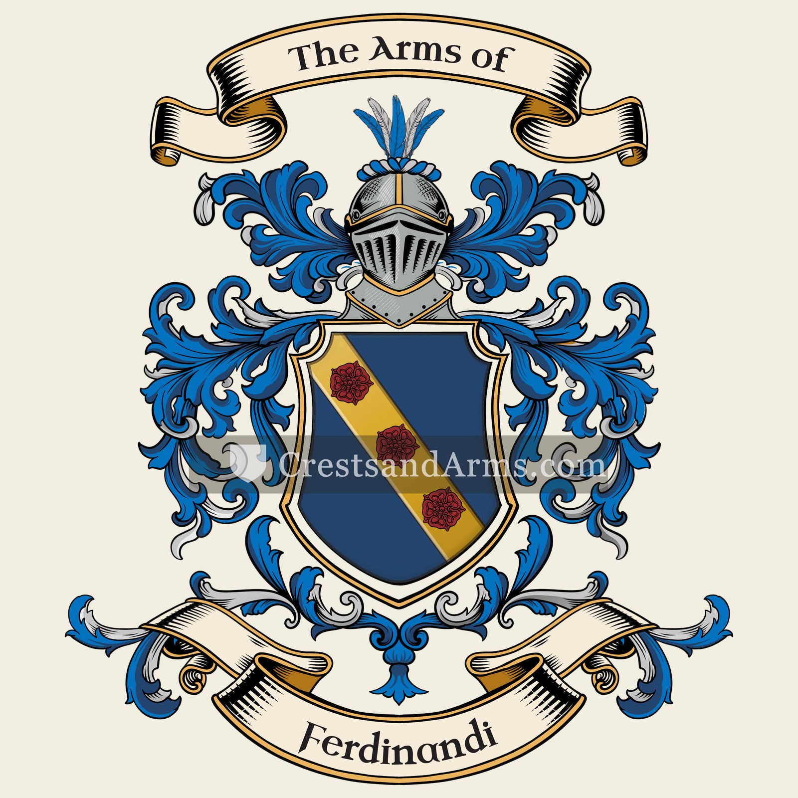 The Ferdinandi coat of arms, drawn from the recorded blazon