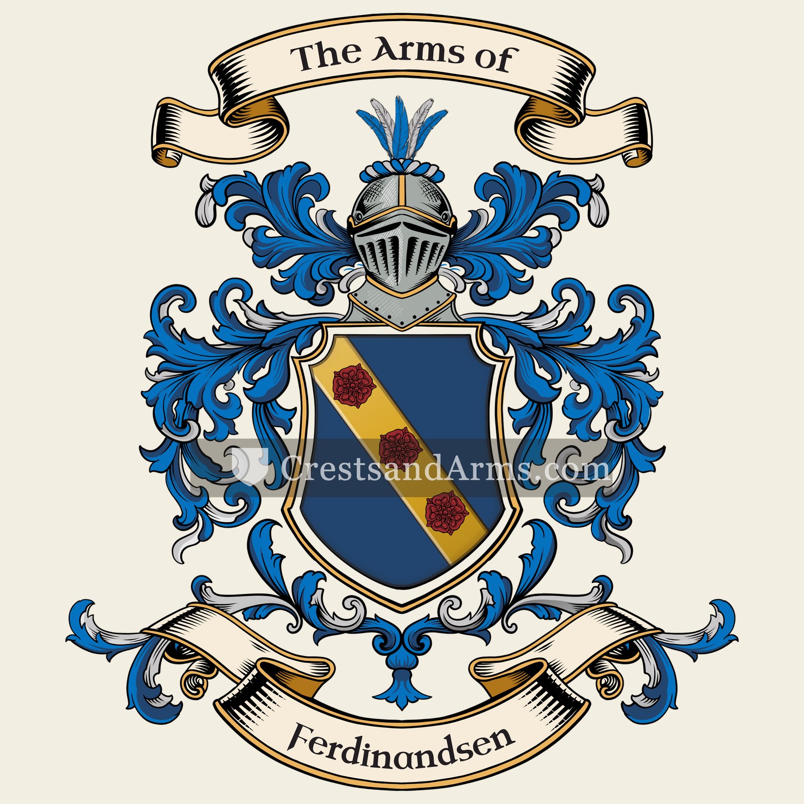 The Ferdinandsen coat of arms, drawn from the recorded blazon