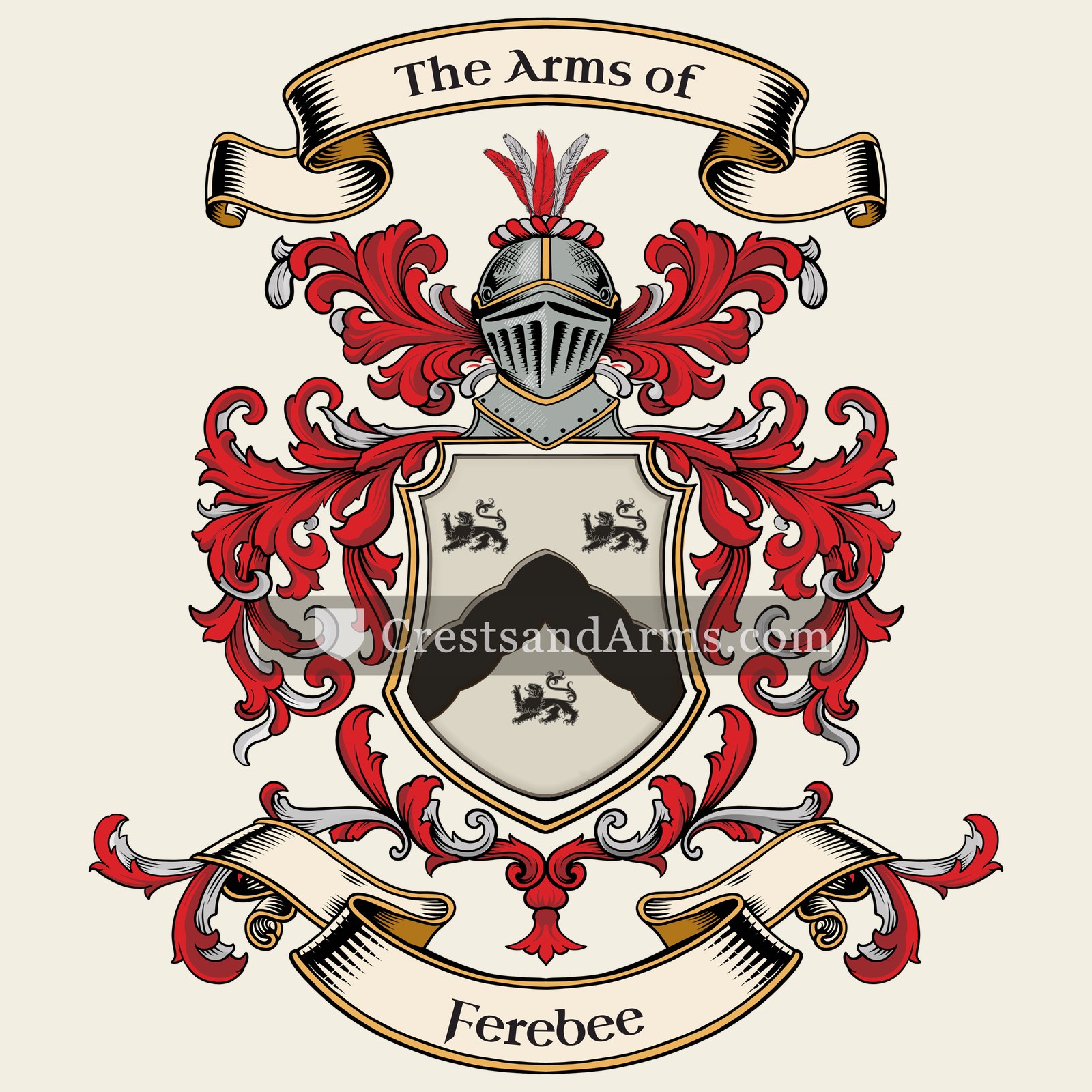 The Ferebee coat of arms, drawn from the recorded blazon