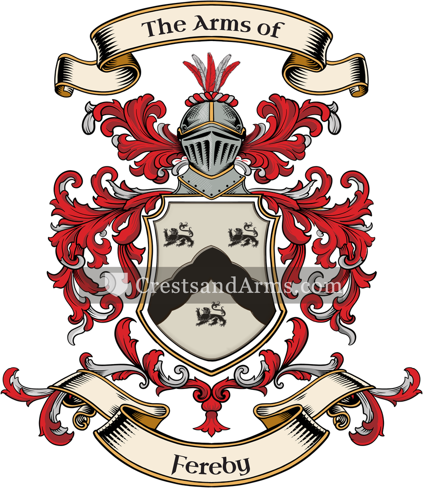 The Fereby coat of arms, drawn from the recorded blazon