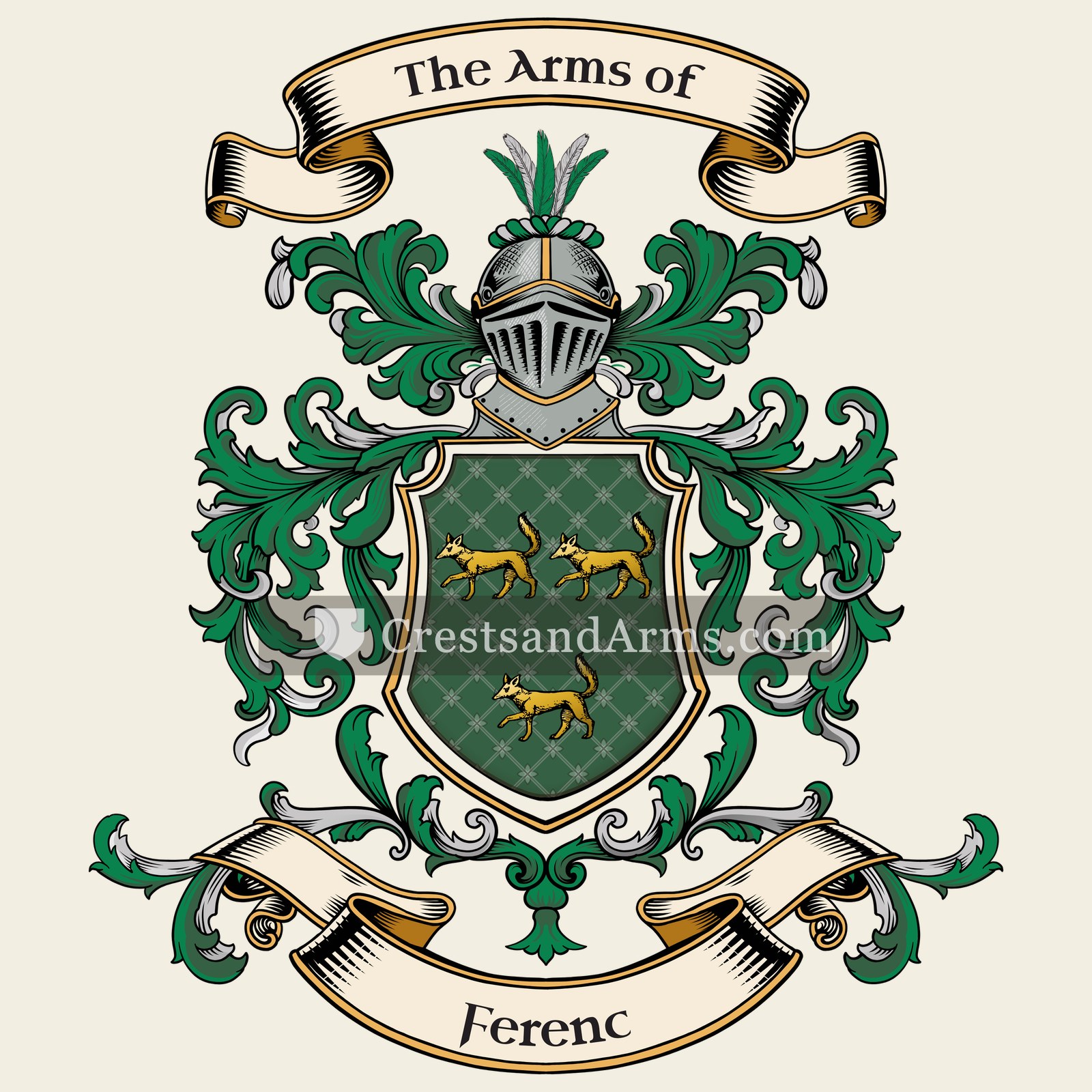 The Ferenc coat of arms, drawn from the recorded blazon