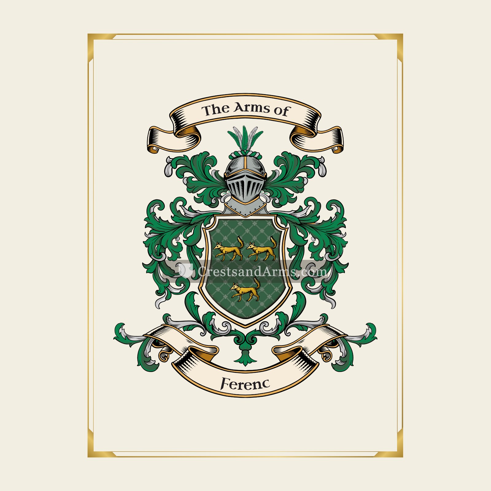 With gold border