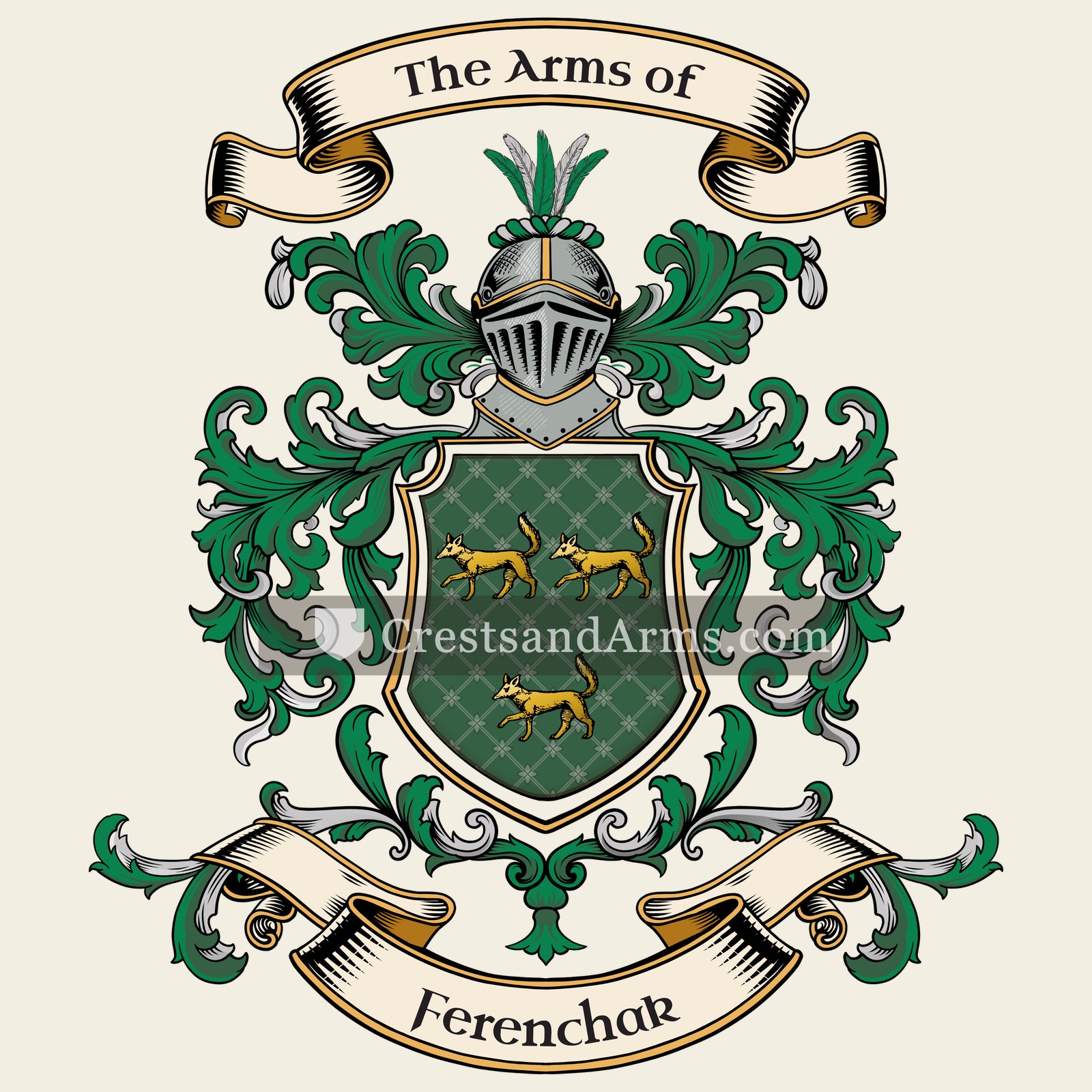 The Ferenchak coat of arms, drawn from the recorded blazon