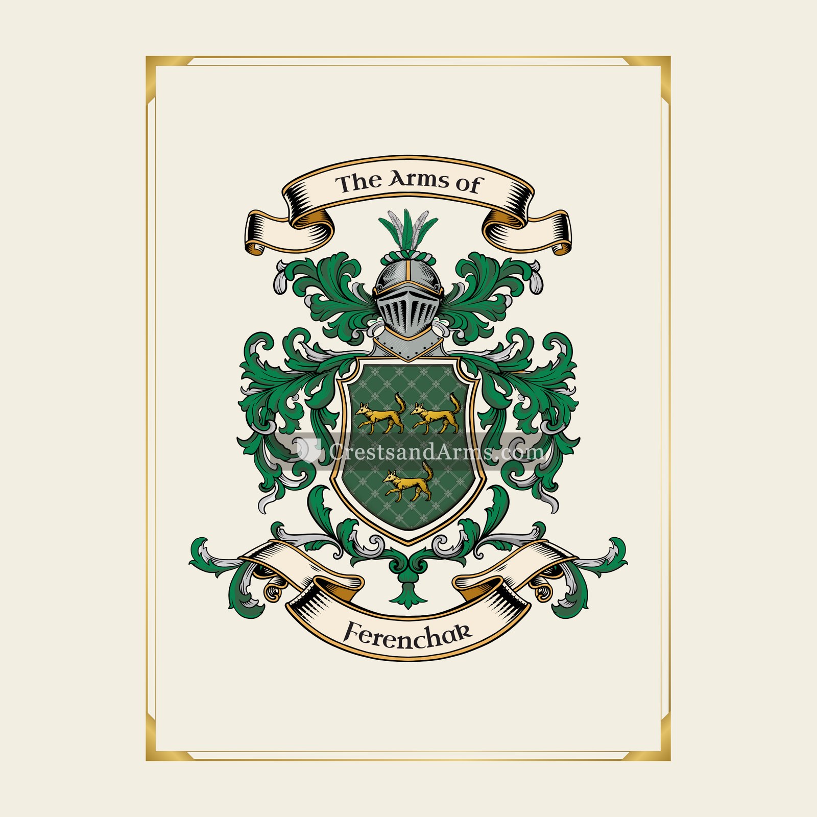 With gold border