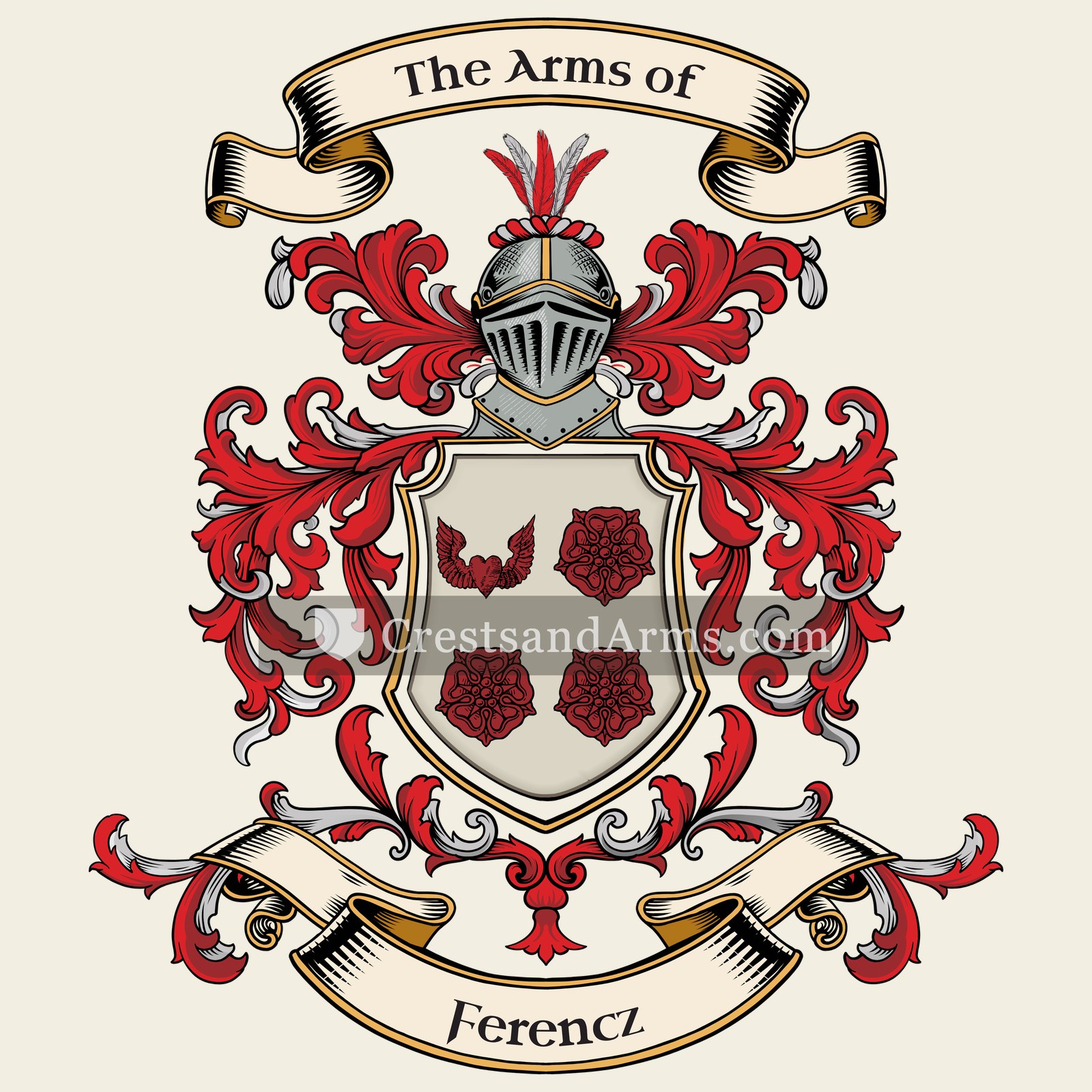 The Ferencz coat of arms, drawn from the recorded blazon