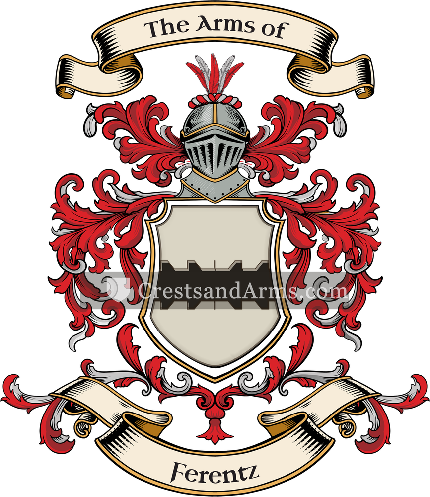 The Ferentz coat of arms, drawn from the recorded blazon
