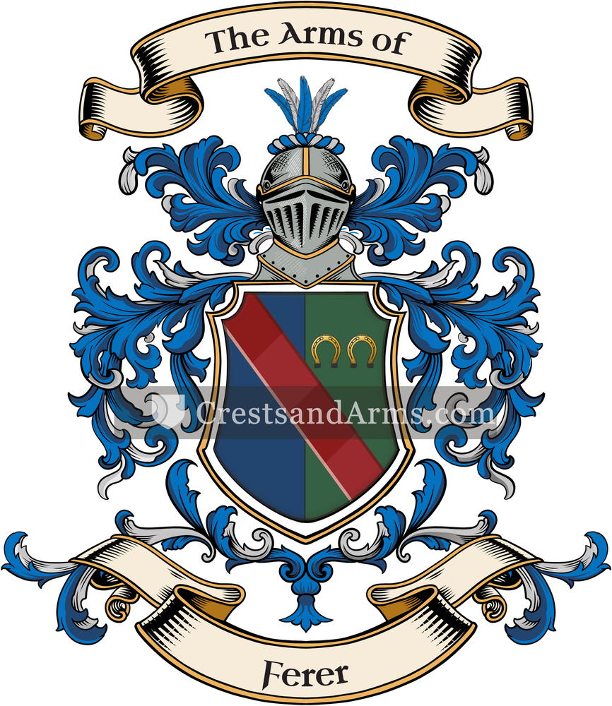 The Ferer coat of arms, drawn from the recorded blazon