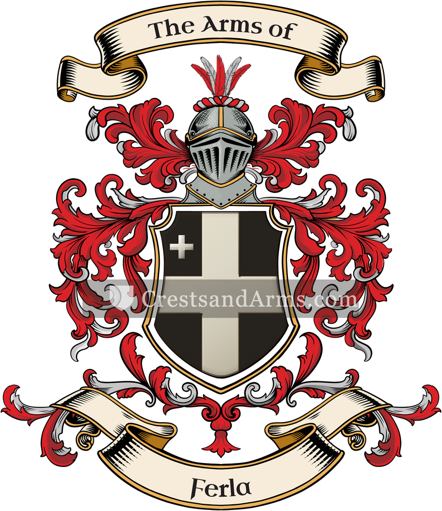 The Ferla coat of arms, drawn from the recorded blazon