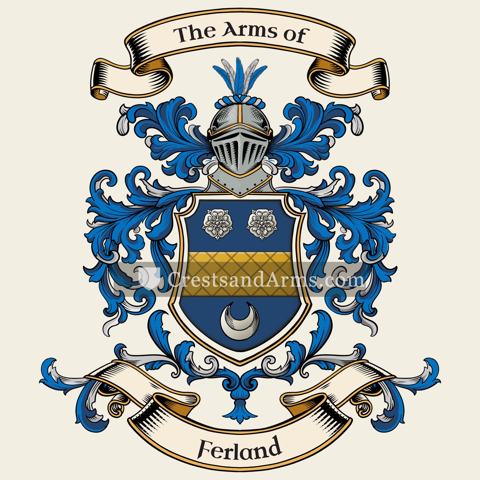 The Ferland coat of arms, drawn from the recorded blazon