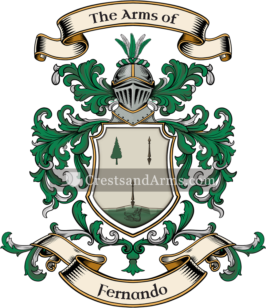 The Fernando coat of arms, drawn from the recorded blazon