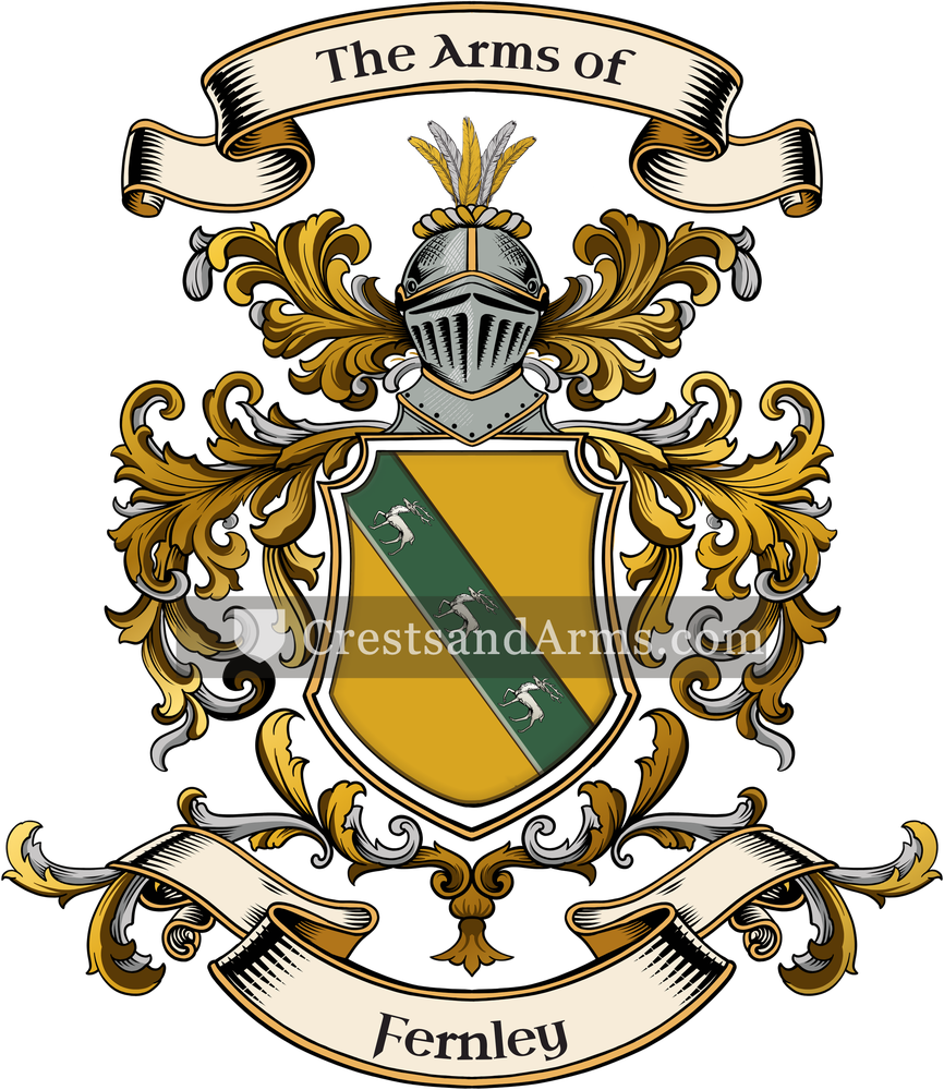 The Fernley coat of arms, drawn from the recorded blazon