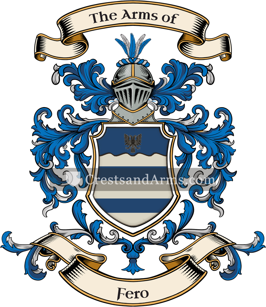 The Fero coat of arms, drawn from the recorded blazon