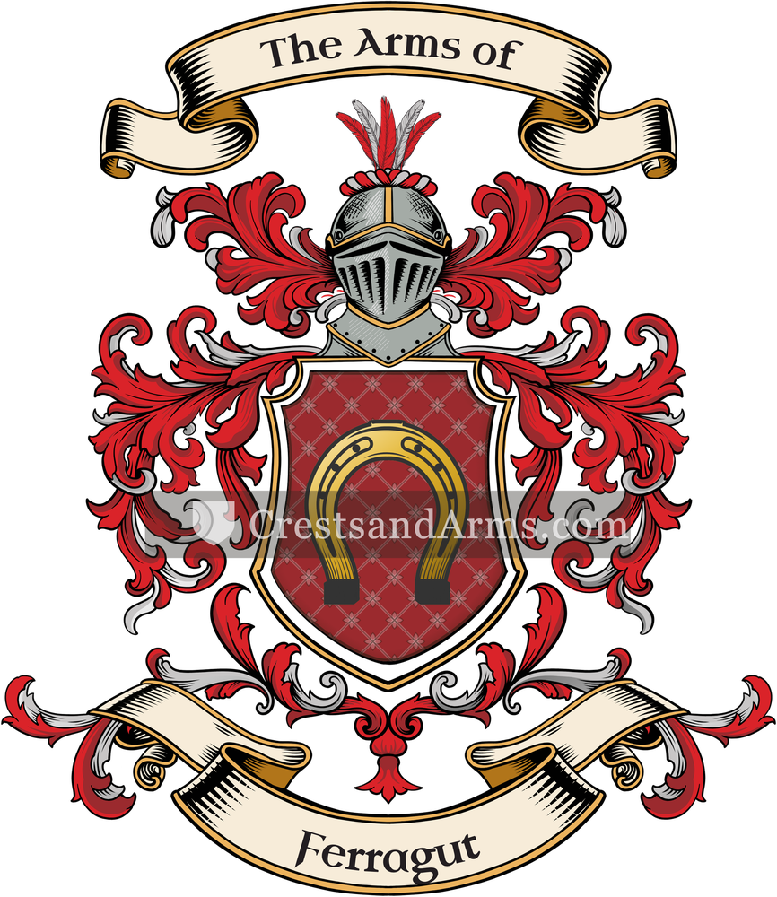 The Ferragut coat of arms, drawn from the recorded blazon
