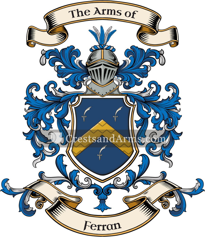 The Ferran coat of arms, drawn from the recorded blazon