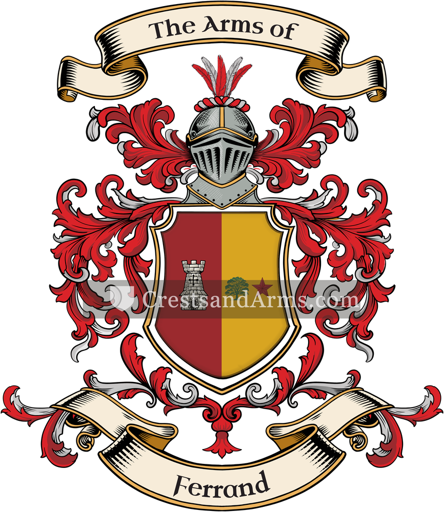 The Ferrand coat of arms, drawn from the recorded blazon