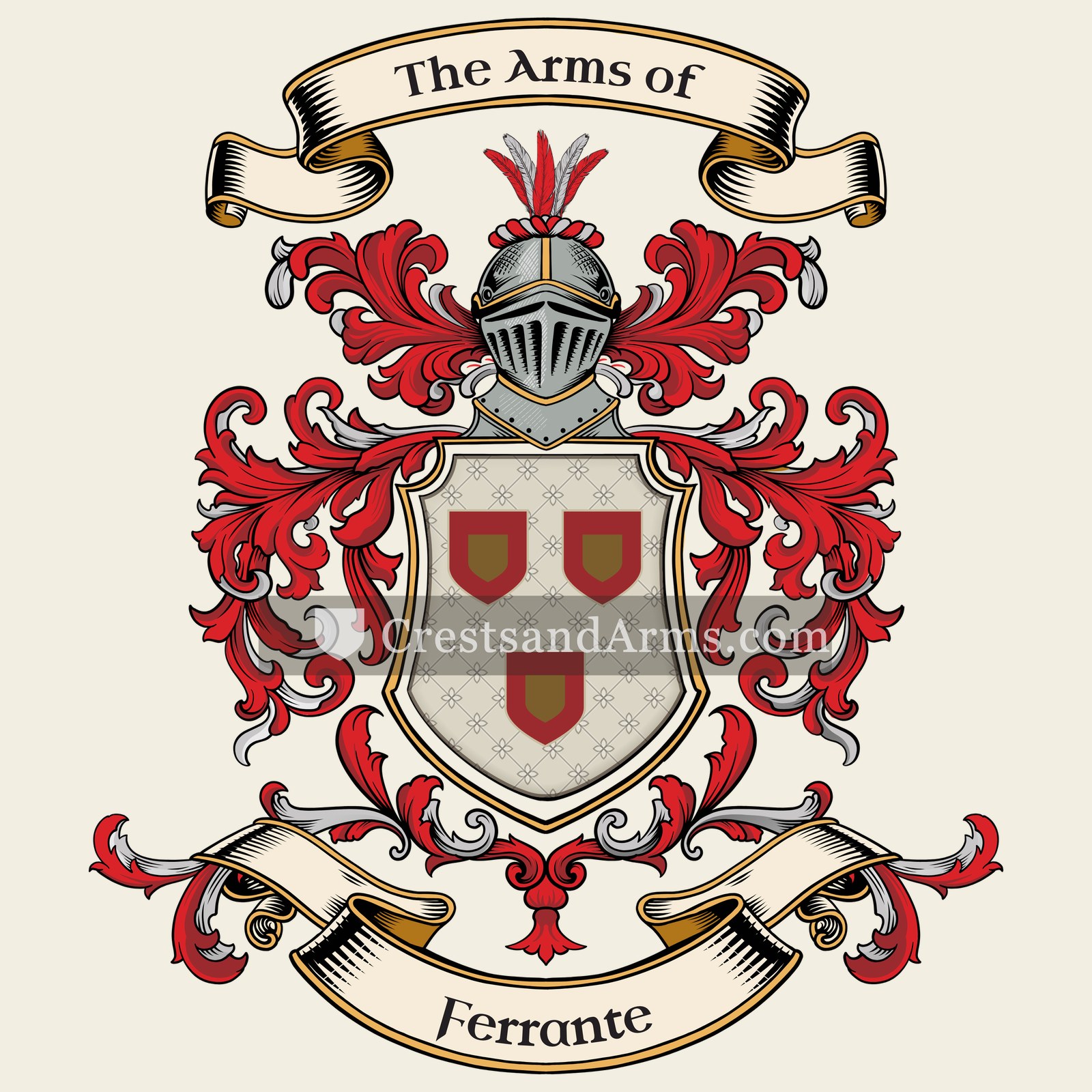 The Ferrante coat of arms, drawn from the recorded blazon