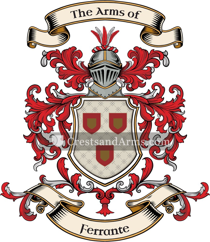 The Ferrante coat of arms, drawn from the recorded blazon