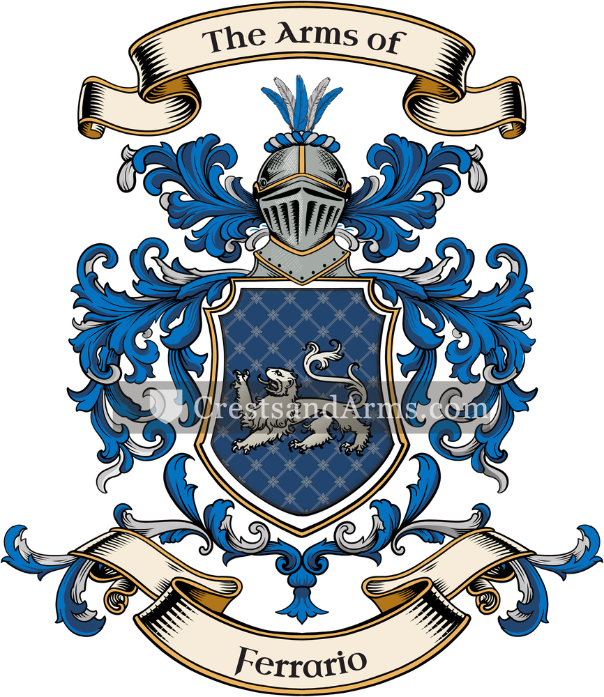 The Ferrario coat of arms, drawn from the recorded blazon