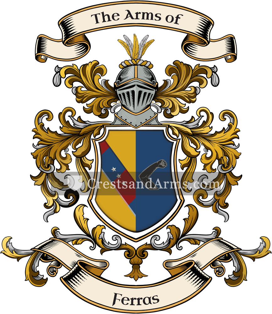 The Ferras coat of arms, drawn from the recorded blazon