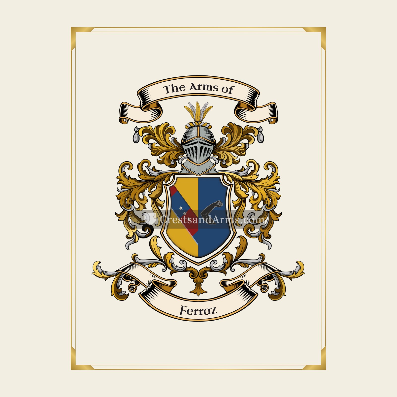 With gold border