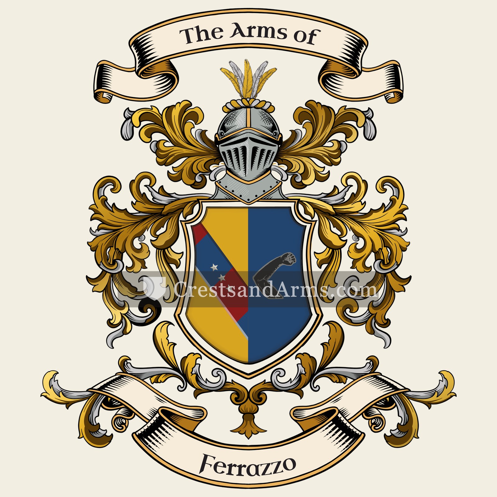 The Ferrazzo coat of arms, drawn from the recorded blazon
