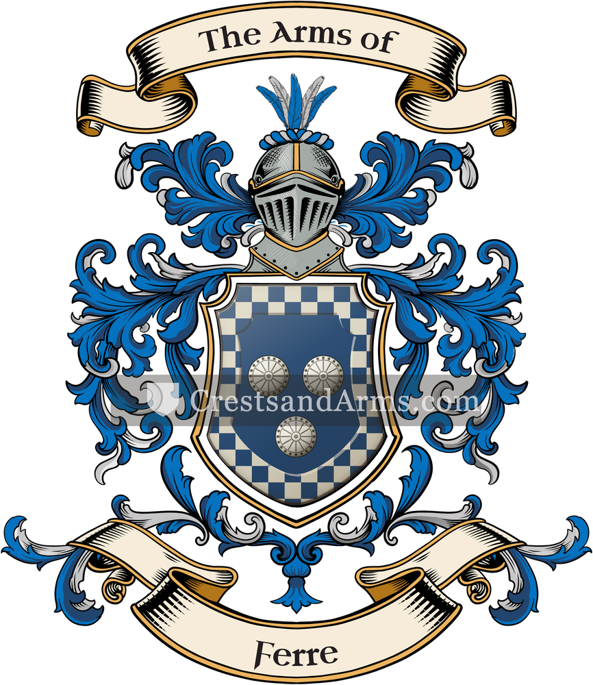 The Ferre coat of arms, drawn from the recorded blazon
