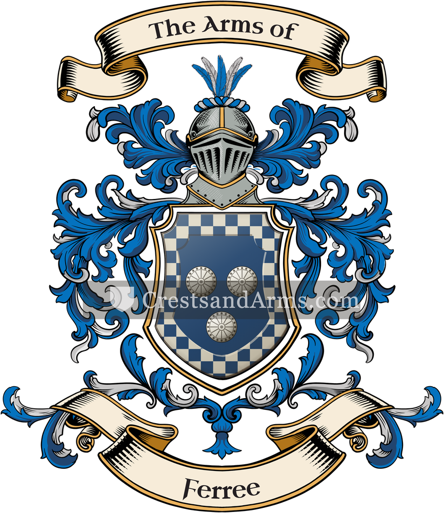 The Ferree coat of arms, drawn from the recorded blazon