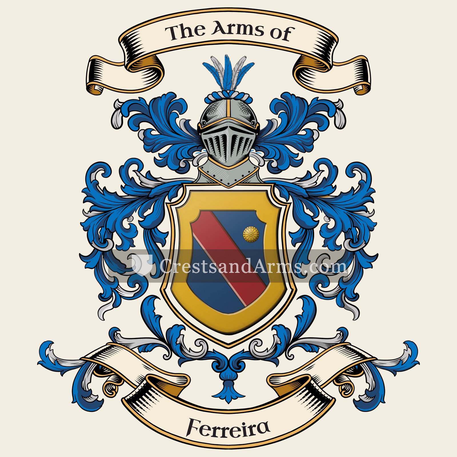 The Ferreira coat of arms, drawn from the recorded blazon