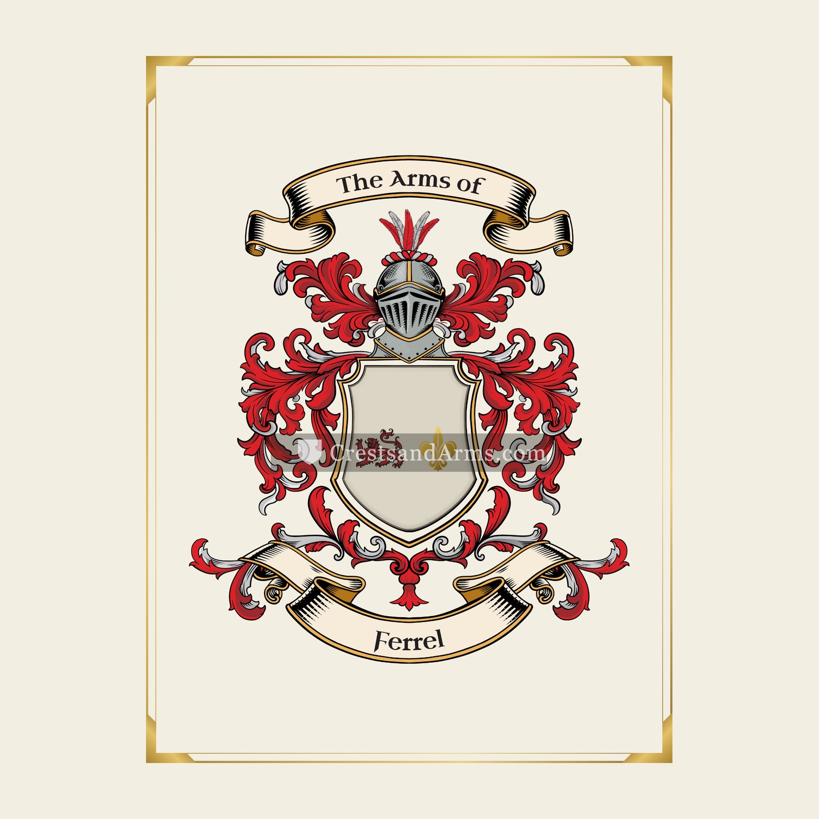 With gold border