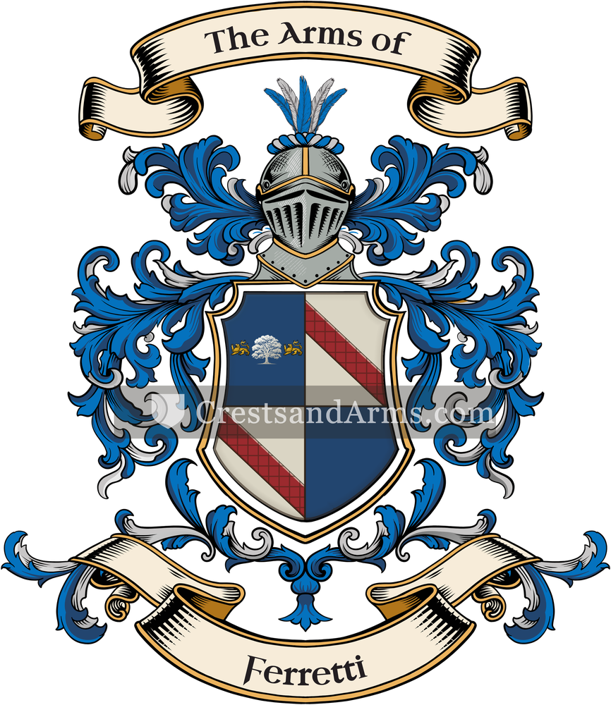 The Ferretti coat of arms, drawn from the recorded blazon