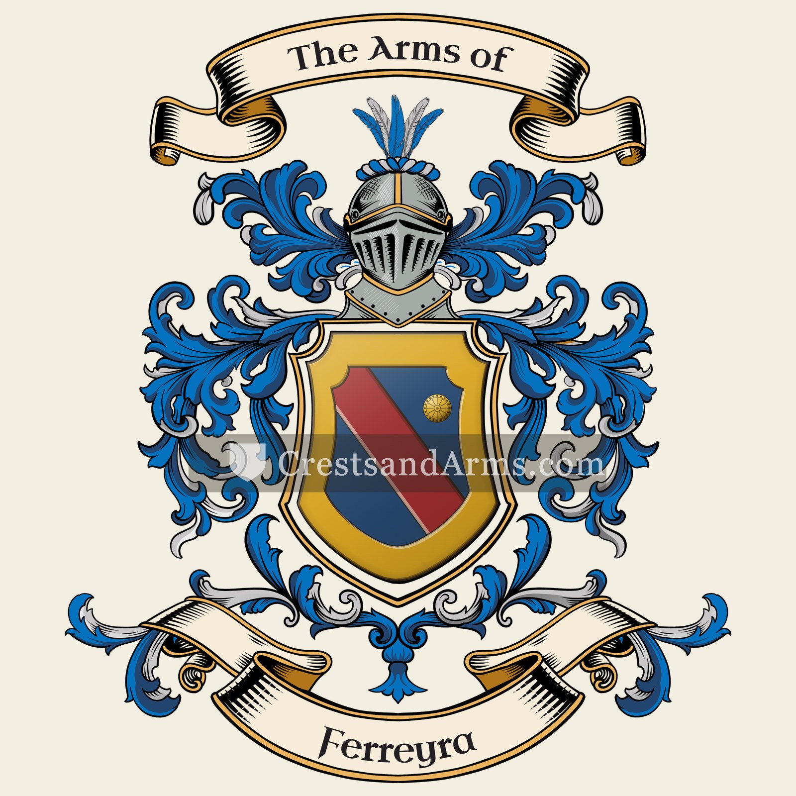 The Ferreyra coat of arms, drawn from the recorded blazon