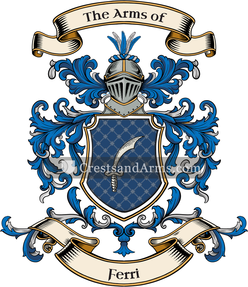 The Ferri coat of arms, drawn from the recorded blazon