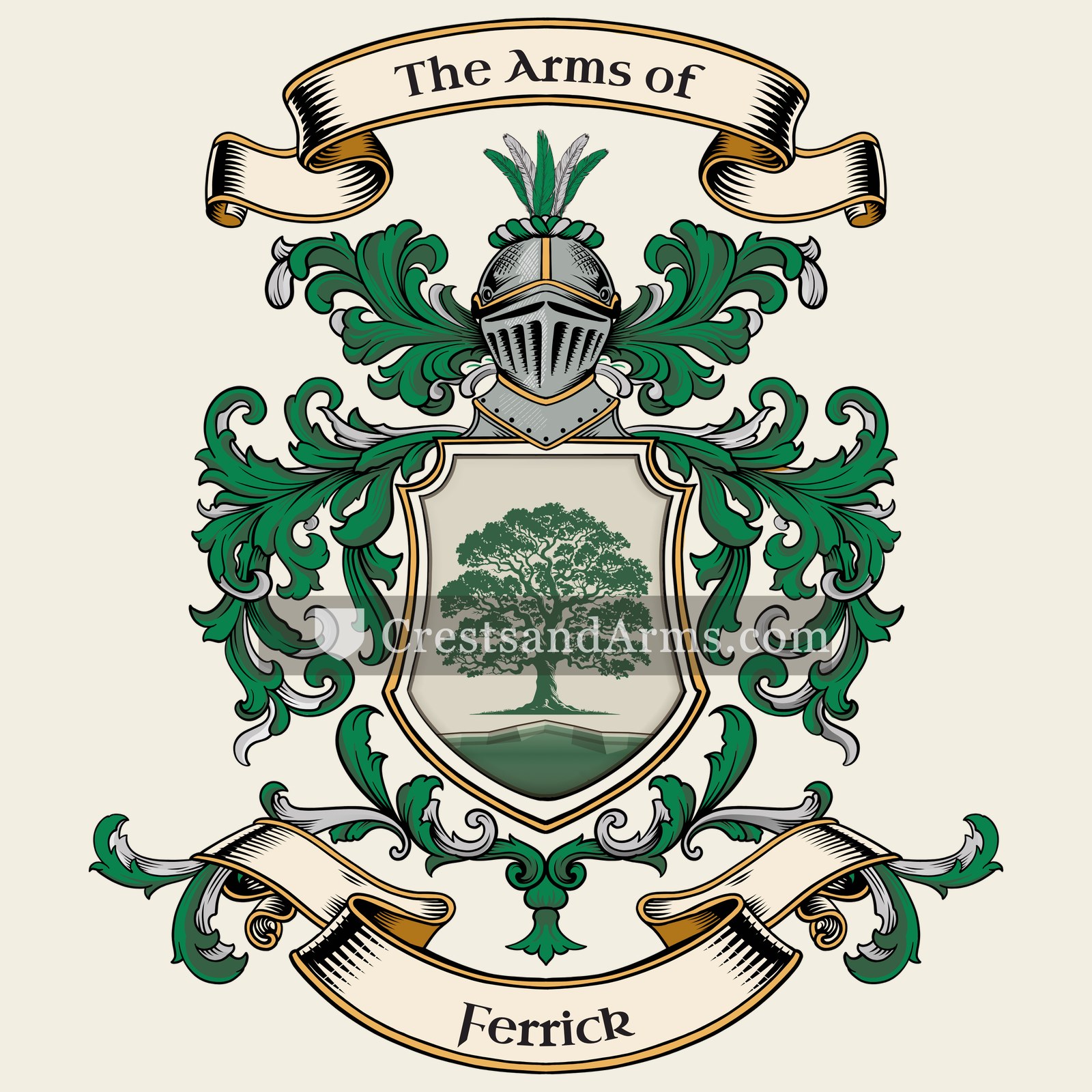 The Ferrick coat of arms, drawn from the recorded blazon