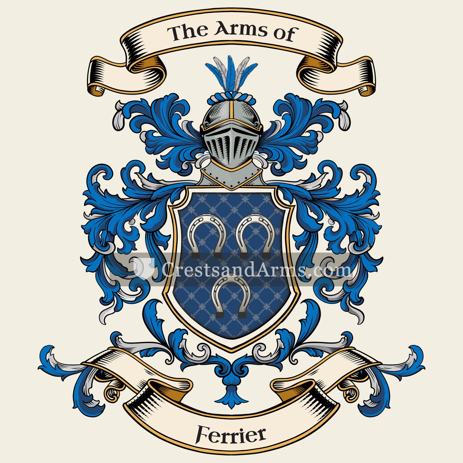 The Ferrier coat of arms, drawn from the recorded blazon