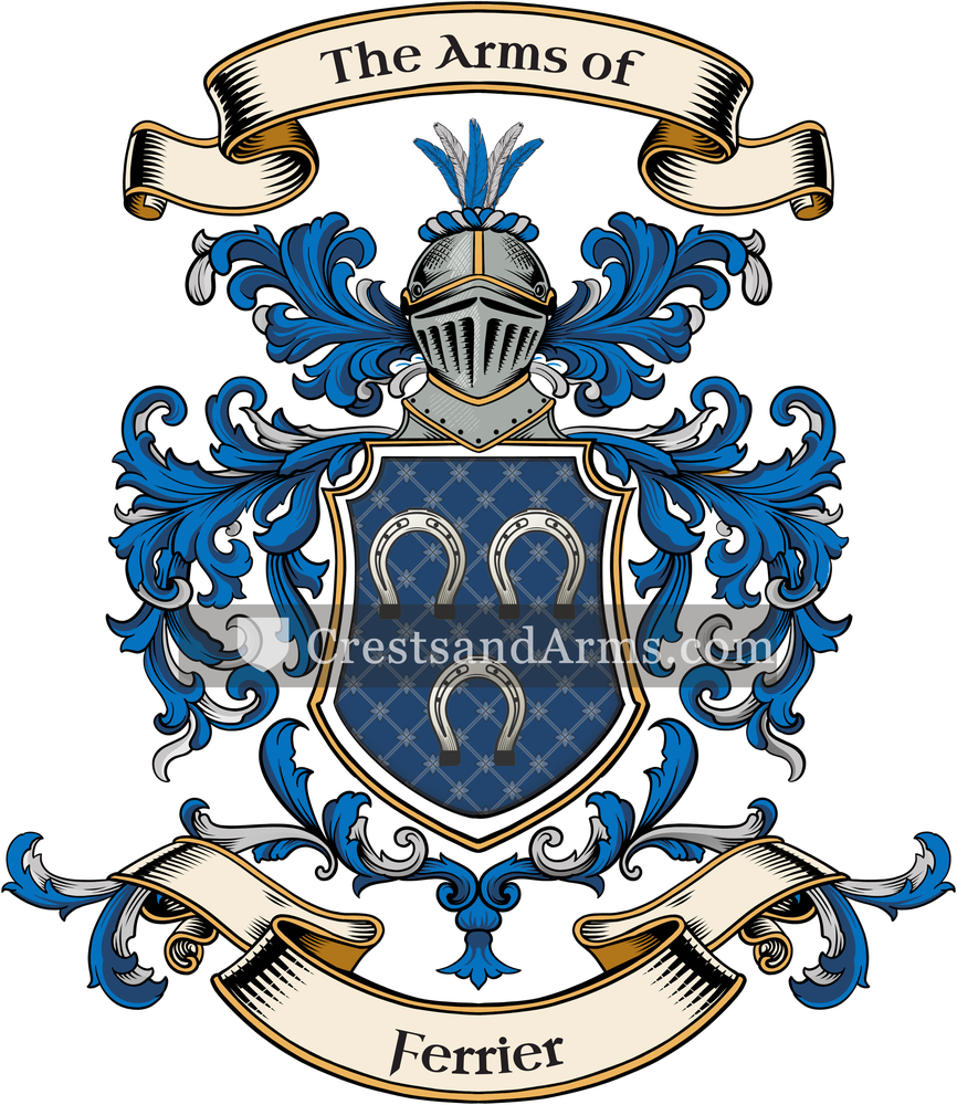 The Ferrier coat of arms, drawn from the recorded blazon