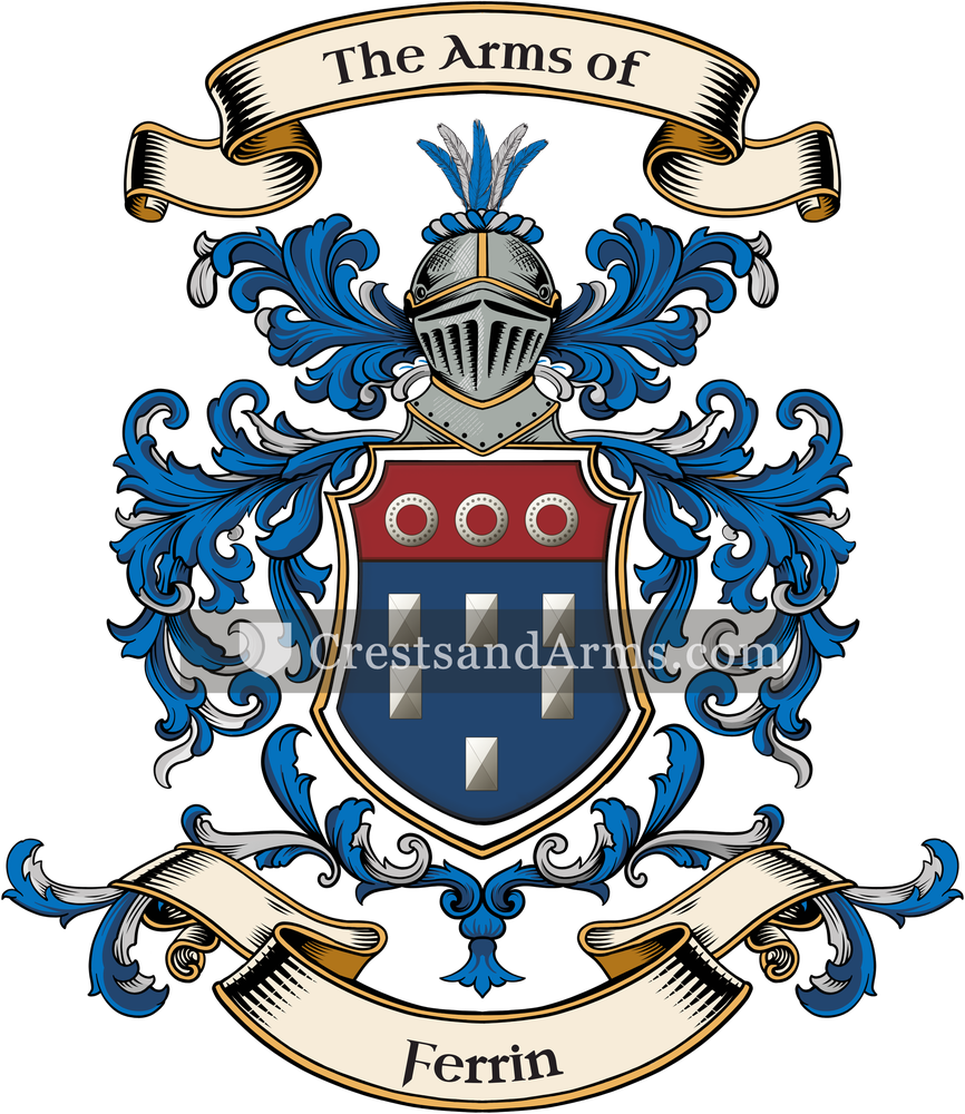 The Ferrin coat of arms, drawn from the recorded blazon
