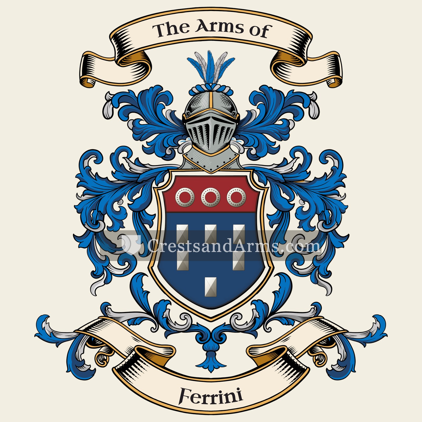 The Ferrini coat of arms, drawn from the recorded blazon