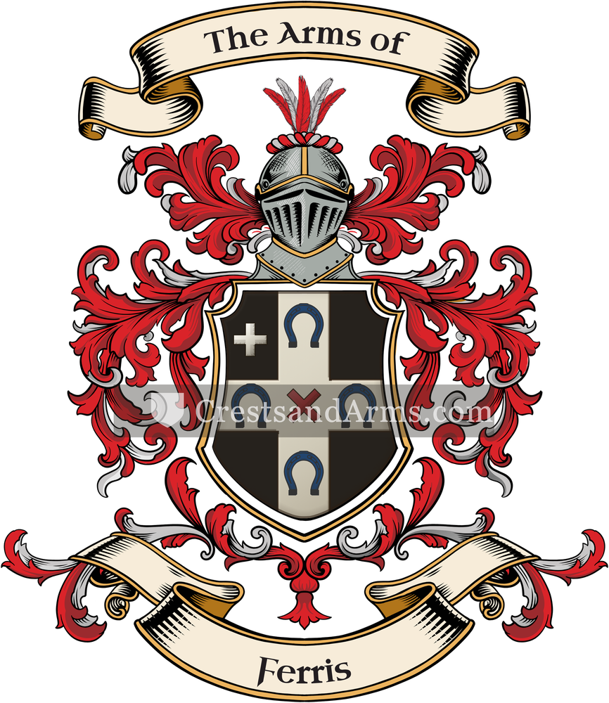 The Ferris coat of arms, drawn from the recorded blazon